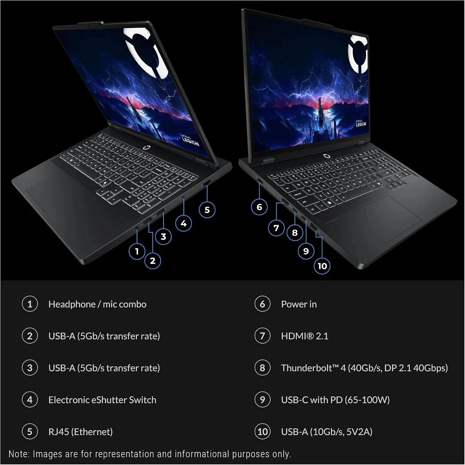 Lenovo Legion Pro 5i Gen 10 Gaming Laptop, Intel Ultra 9-275HX, 32 GB DDR5 RAM, 4 TB PCIe SSD, 16' WQXGA (2560x1600) Display, Nvidia G-Force RTX 5070, 24-Zone RGB Backlit, W11 Pro, Eclipse Black