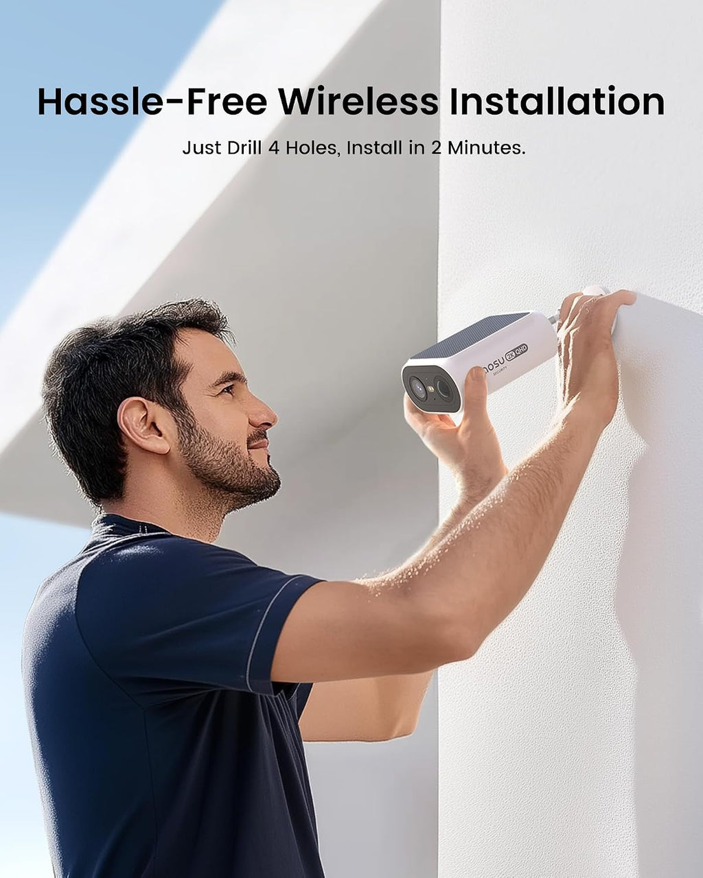 aosu Solar Security Cameras Wireless Outdoor, 2Mins DIY Installation, No Subscription Cameras for Home Security System, 2K Color Night Vision Spotlight Camera, Local Storage, 5G& 2.4G WiFi, 3 Cam-kit