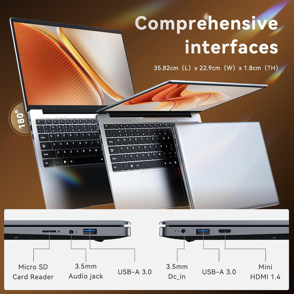 15.6' FHD Laptop Computer, Win 11 Laptop with Dual-Core 4425Y, 16GB RAM 256GB SSD,Lightweight Portable Notebook for Student Online Learning, Home Office, Light Business & Entertainment