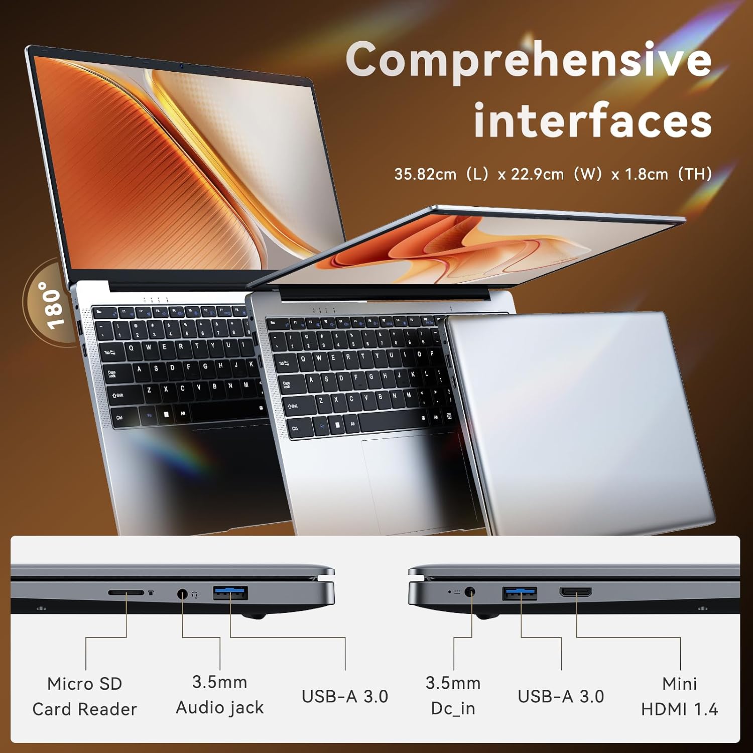 15.6' FHD Laptop Computer, Win 11 Laptop with Dual-Core 4425Y, 16GB RAM 256GB SSD,Lightweight Portable Notebook for Student Online Learning, Home Office, Light Business & Entertainment