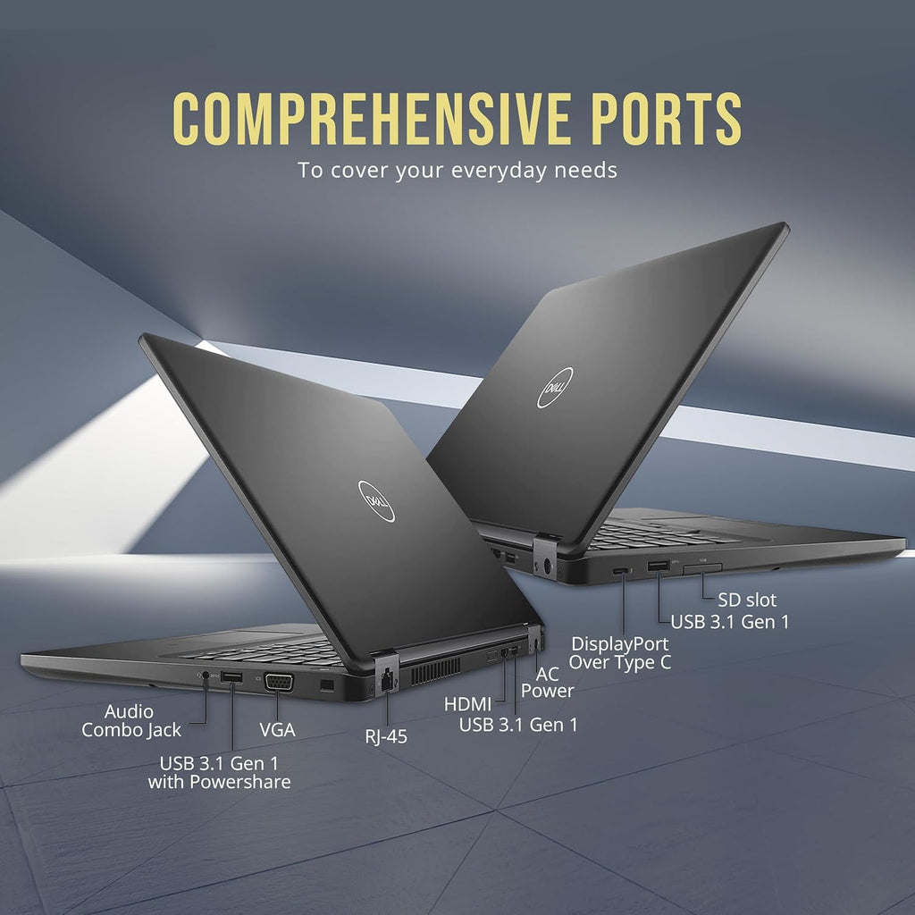Dell Latitude 5490 14' Business Laptop, Intel Core i5-8350U, 1.7Ghz Up to 3.6GHz, 16GB DDR4 RAM, 512GB SSD, Backlit Keyboard, VGA, HDMI, USB-C, Webcam, Windows 11 Pro (Renewed)