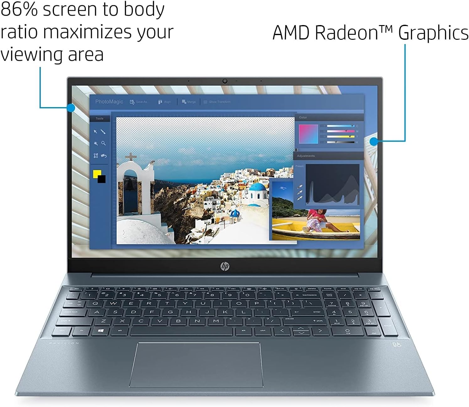 HP 2022 Pavilion 15.6' FHD 1080P IPS Laptop, 8-Core AMD Ryzen 7-5700U(Up to 4.3GHz, Beat i7-1180G7), 32GB RAM, 1TB NVMe SSD, Numpad, HDMI, WiFi, USB-A&C, Fast Charge, Audio by B&O, Win11