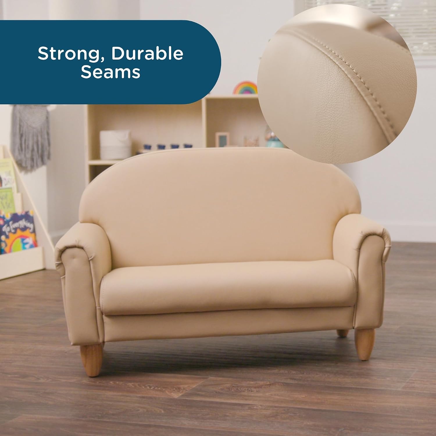 Children's Factory As We Grow Chair and Couch, Flexible Seating for Daycare or Preschool, Kids Reading Couch, Playroom Furniture, Buff