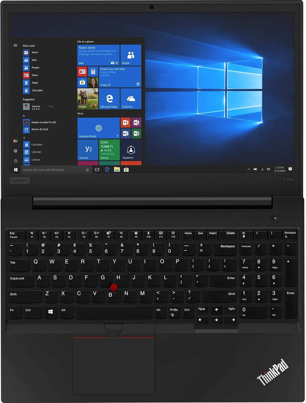 Lenovo ThinkPad E595 15.6' Full HD Laptop, AMD Ryzen 5 3500U Quad-Core, Up to 3.70 GHz, 8GB Ram, 256GB SSD, Windows 10 Pro