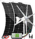 640W 12V Solar Panel Wind Turbine Kit: 240W Flexible Solar Panels + 400W Wind Turbine Generator + Solar Wind Hybrid Controller + Cable Connector