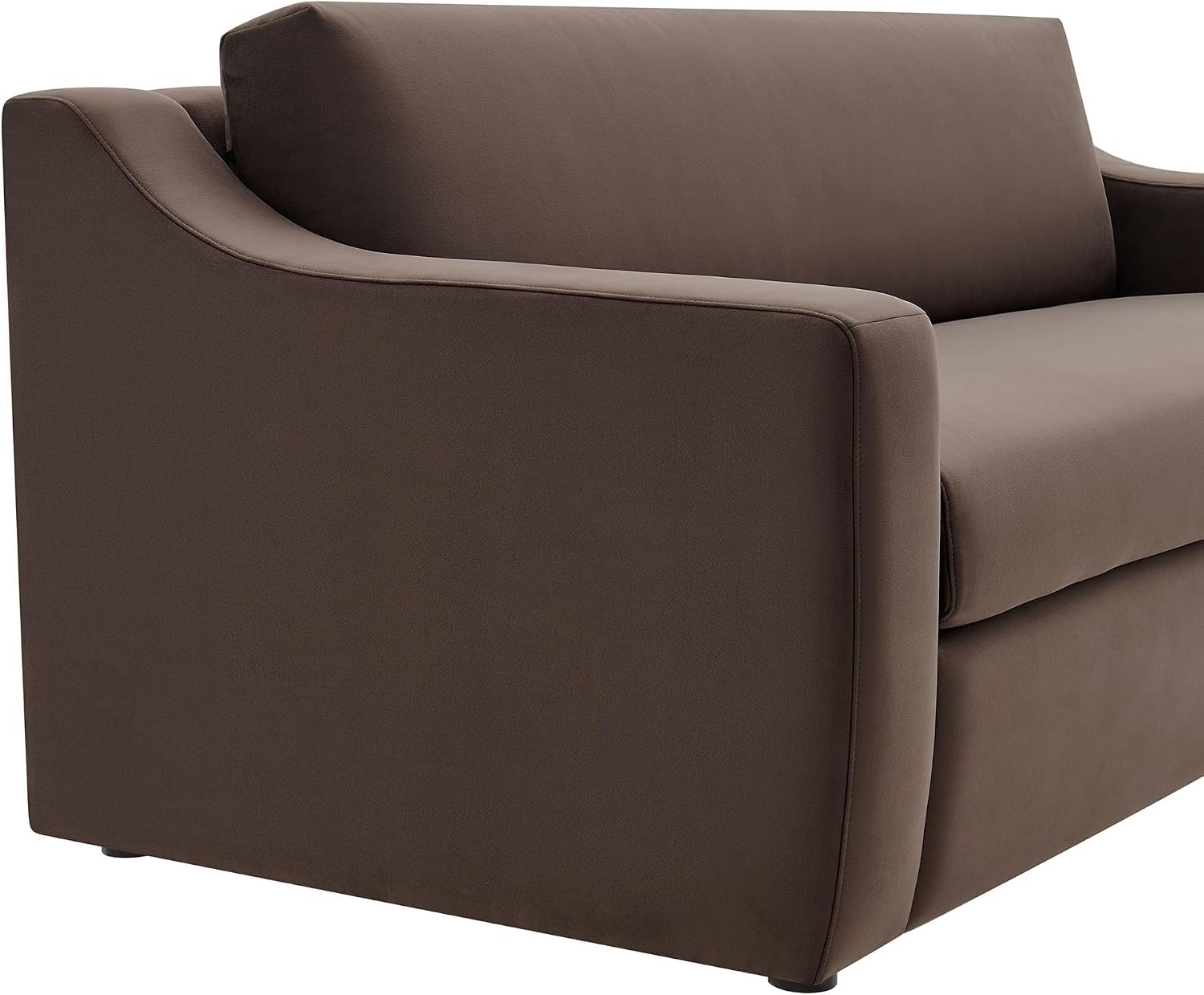 Modway Liora 87 Inch Stain-Resistant Performance Velvet Sofa in Chocolate Brown - 3 Seater Upholstered Sofa Couch for Living Room Seating - Comfy Deep Seat Sofa with Scoop Arms