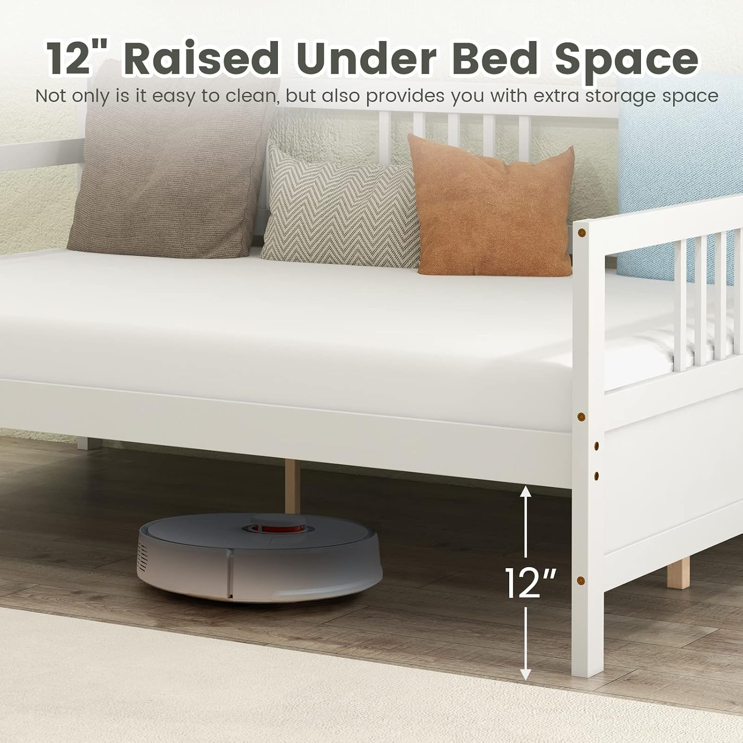 Giantex Full Size Daybed, Wooden Daybed Sofa Bed Frame with Wood Slat Support for Kids Teens, Multi-Functional Day Bed for Living Room Bedroom Guest Room, No Box Spring Needed, White