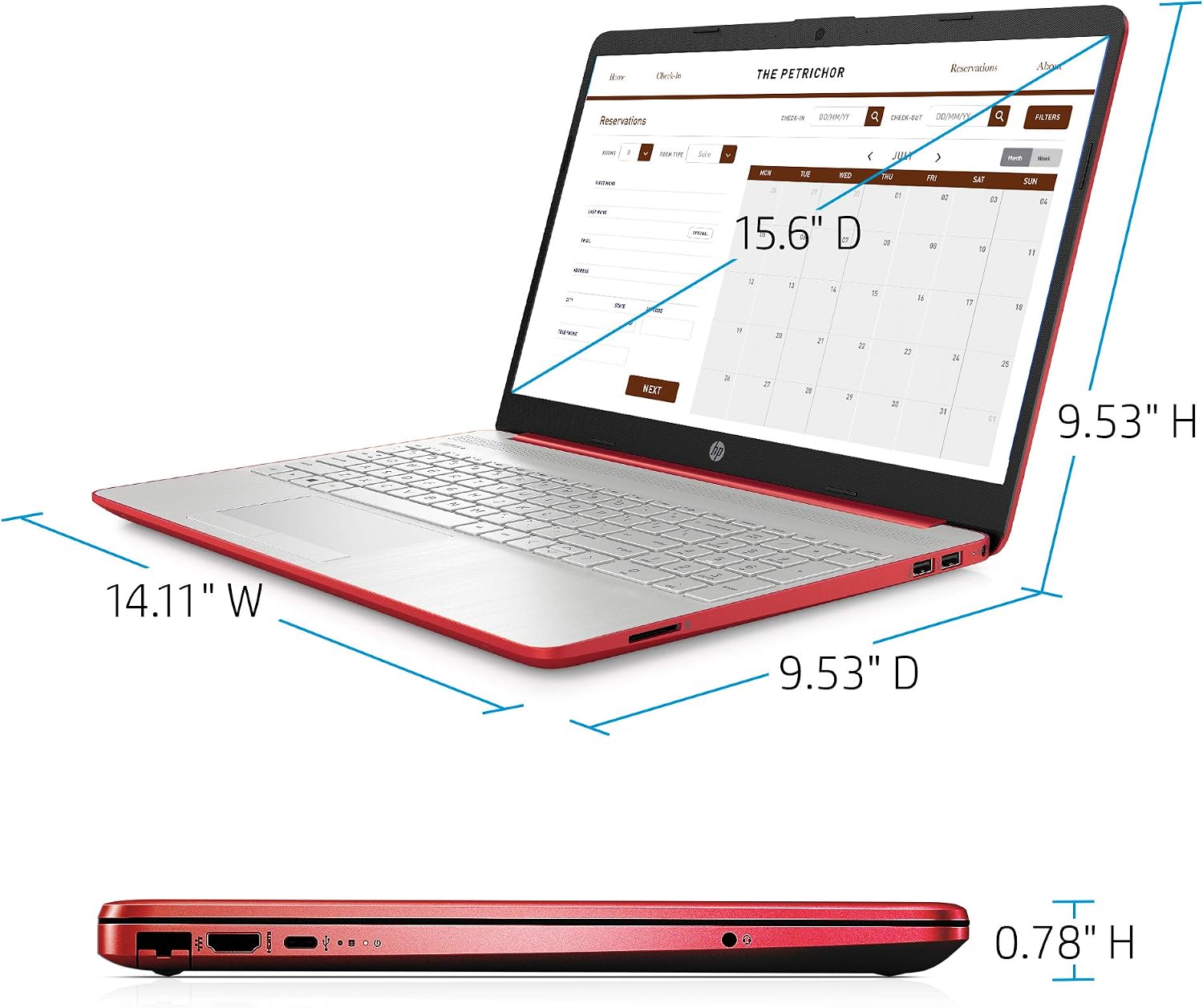 HP Pavilion Intel Pentium Silver N5000 4GB 128GB SSD Windows 10 Laptop Red