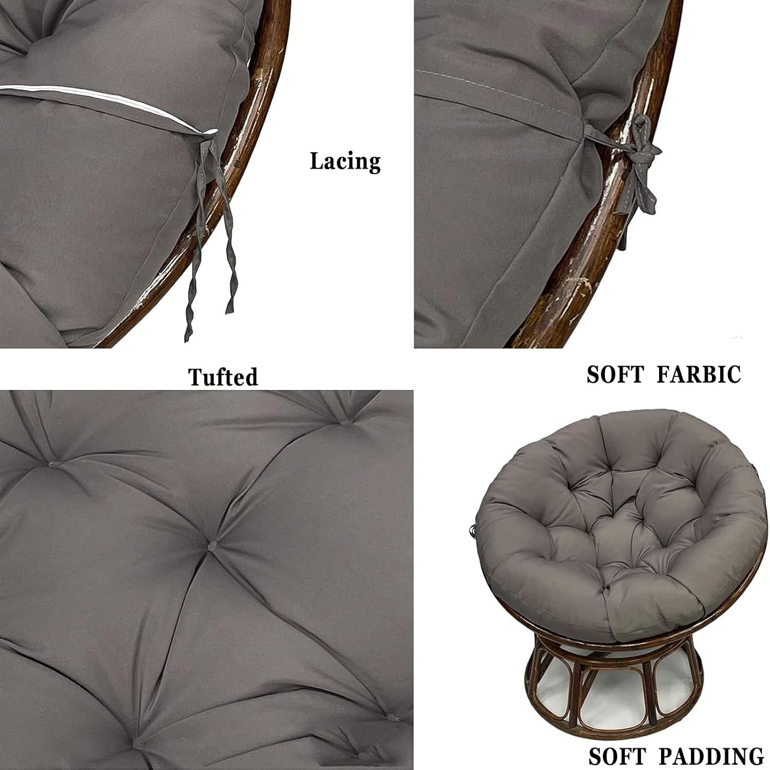 Outdoor Seat Cushion for Hanging Basket Chair Garden Egg Chair Rocking Chair Hammock, Papasan Hanging Basket Chair Cushion, Soft and Thick Outdoor Papasan Rocking Chair Cushion(Orange,150x150cm)