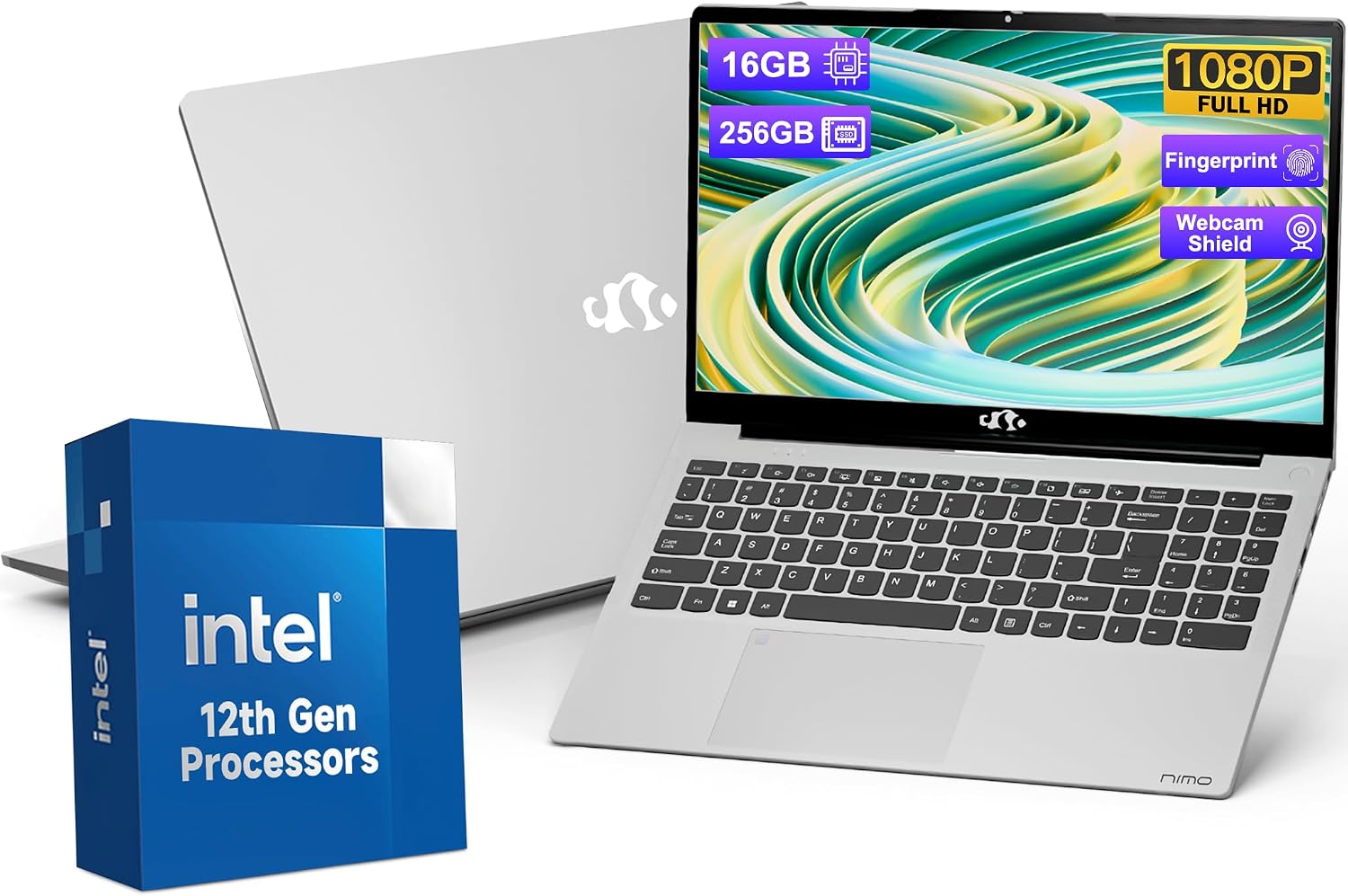 15.6-FHD-Laptop Student-Laptop, 16GB RAM 256GB SSD, Intel Pentium Quad-Core N100 Processor (Up to 3.4GHz) Backlit Keyboard Fingerprint WiFi 6 BT5.2 Business-Laptop, 2 Years Warranty Windows 11 Laptop