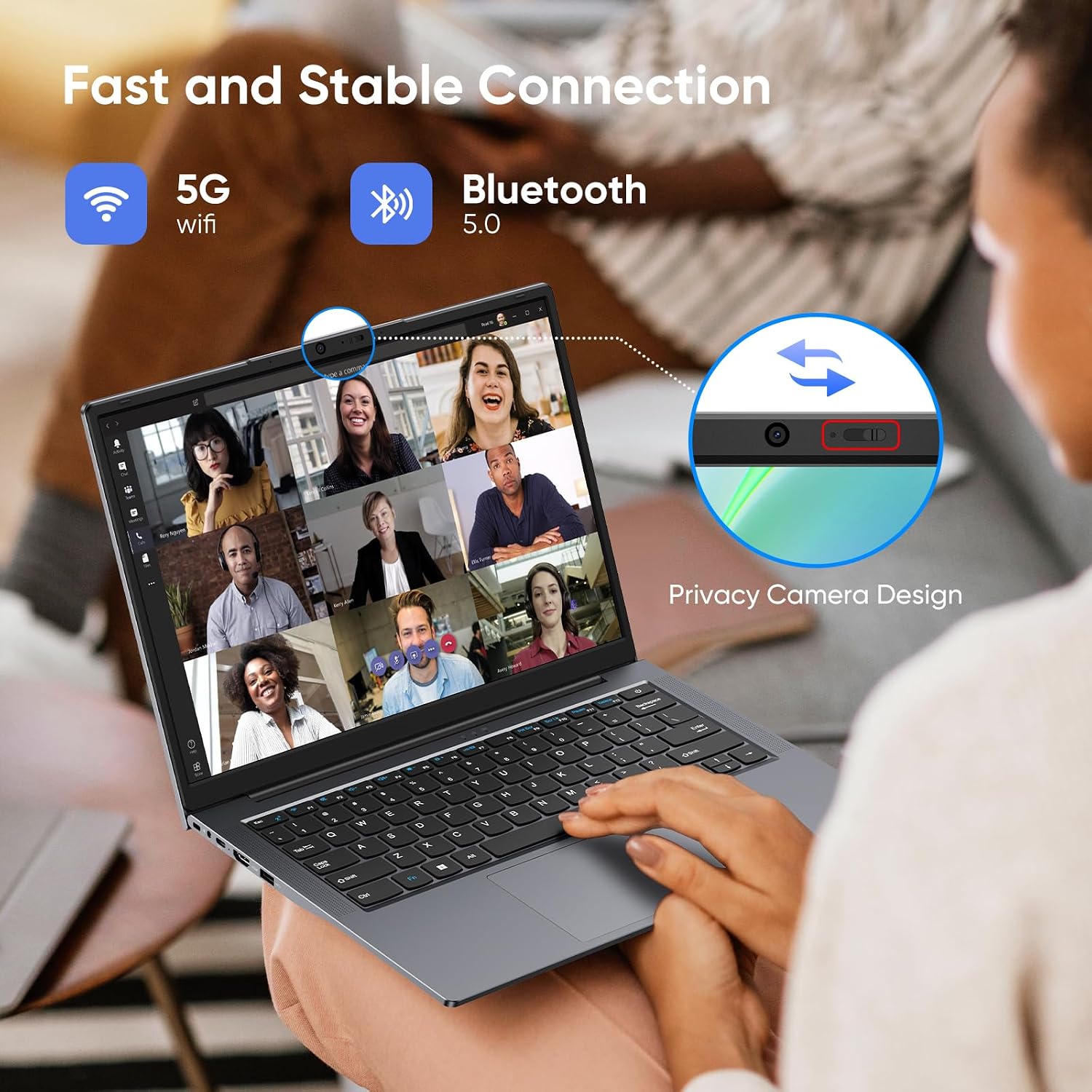 AE86 14.1' Laptop with 2K Screen, 16GB RAM, 512GB SSD, Core Processor, BT5.0 Wi-Fi 5, USB A, Type-C, HDMl, Ultra-Thin and Light Notebook for Business Students