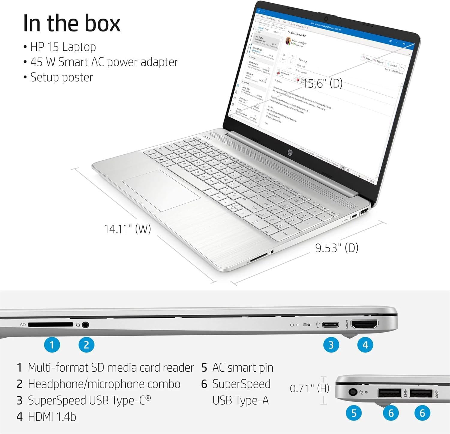 HP Windows 11 Pro 15 15.6' FHD Business Laptop Computer,11th Gen Intel Core i5-1135G7, 32GB RAM 1TB SSD, Intel Iris Xe Graphic, Numeric Pad, Long Battery Life, Wi-Fi 5, Bluetooth 4.2, USB