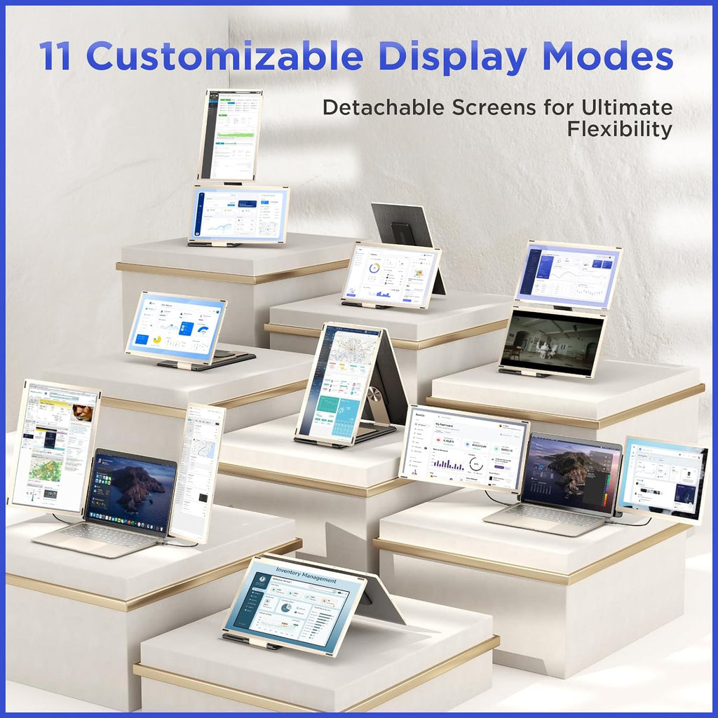 Maxfree Laptop Screen Extender, 15.6'' Dual Monitor for Laptop 13'-17.3', FHD 1080P, 11 Display Modes, Plug & Play Triple Screen Monitor for Mac Windows – Ideal for Office, Travel, Gaming