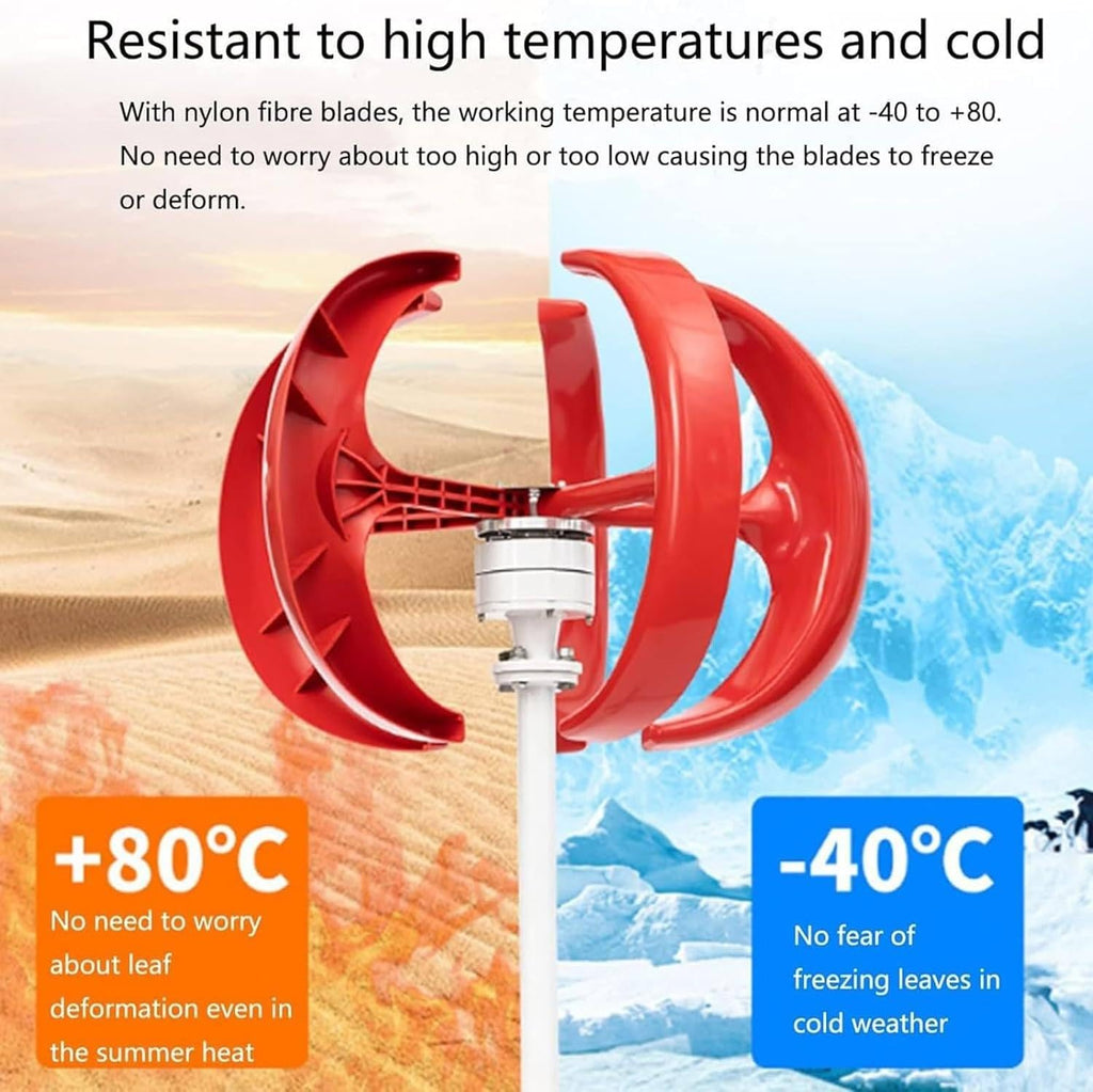 400W 600W 800W 1000W 1200W 12V 24V Red Vertical Axis High Efficiency Wind Turbine Generator Could Be Hybrid System with Solar Panels for Home Use,12V-400W