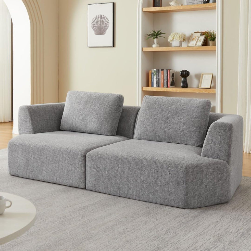 Sofa in a Box Oversized 3 Seater Memory Foam Boneless Couch w/Curved Arms,Plush Chenille Upholstered Cloud Modular Loveseat,No Assembly Needed Compression Sofa