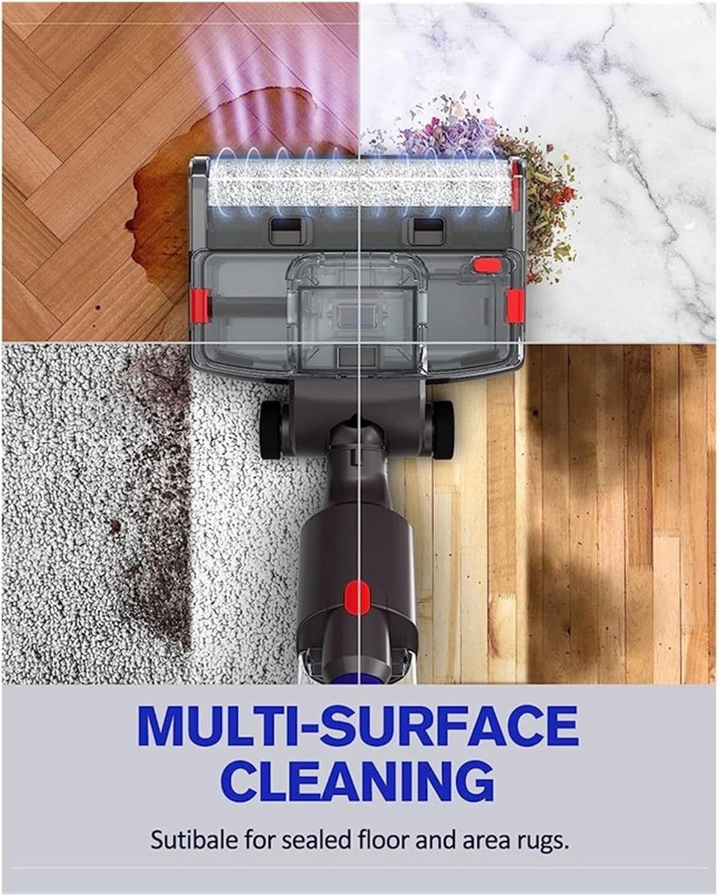 Electric Wet Dry Mopping Head，Compatible for Dyson，V15 V8 V7 V10 V11 Vacuum Cleaner, Automatic Cleaning Roller Brush for Hard Floor