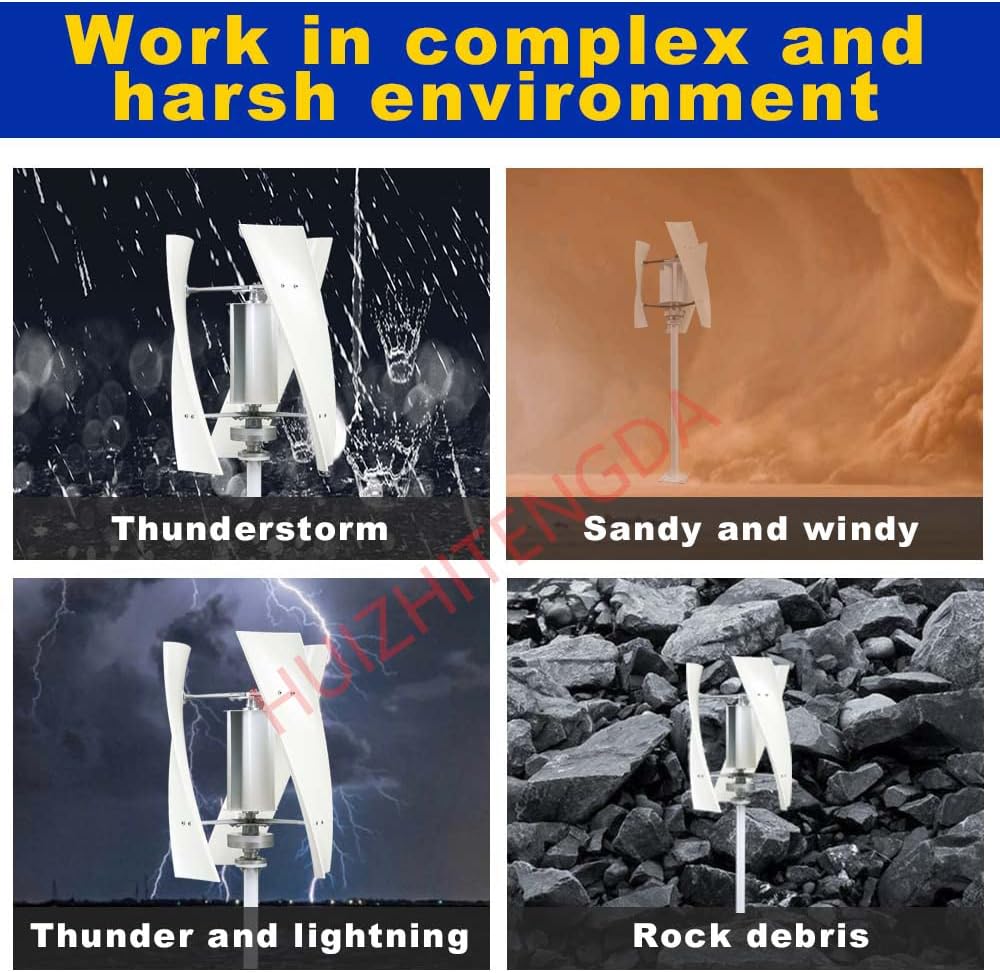 1000W 12V 24V 48V Portable Wind Power Turbine Generator Vertical Wind Turbine with Charge Controller for Outdoor Courtyard Use and Wind Turbine Systems