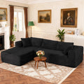 COMHOMA 105'Modular Sectional Sofa with Deep Seat,Cloud Upholstered L-Shape Couch Wide Arms Corduroy Fabric High-Density Foam Chaise Lounge for Living Room No Assembly Required