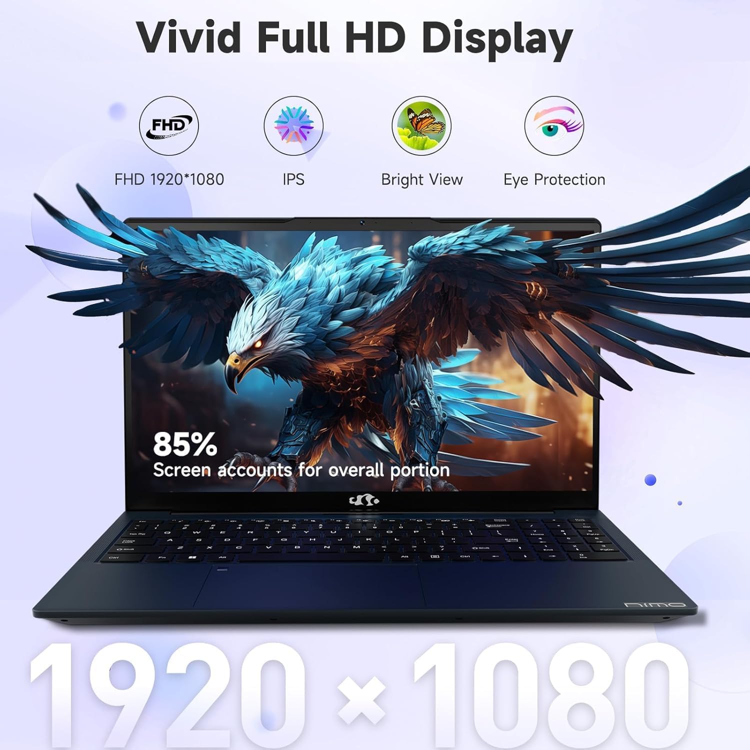 NIMO 15.6' FHD IPS Student-Laptop-Computer - Intel Core i3-1215U(Beat i5-1135G7, 6 Cores Up to 4.4GHz), 32GB RAM 1TB SSD, 65W Type-C Charger, 2 Years Warranty, Fingerprint, Backlit Keyboard, Wi-Fi 6
