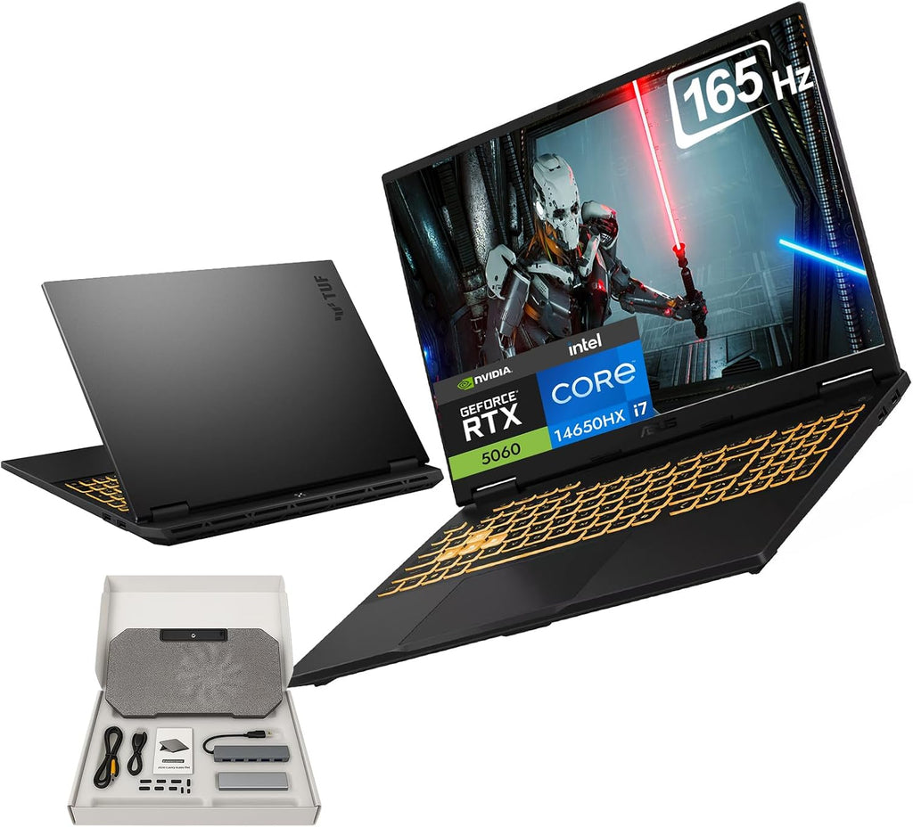 ASUS TUF F16 Gaming Laptop - 16' FHD+ 165Hz Anti-Glare Display, NVIDIA RTX 5060, Intel i7-14650HX(Up to 5.2GHz), WiFi 6E, Windows 11 Pro, w/Laptop YJHHH Bundle(32 GB DDR5 | 1 TB SSD)