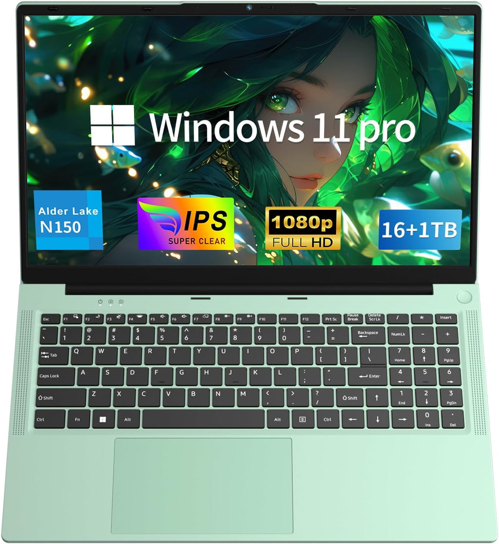 MOONFISH Gaming Laptop Computer, 15.6 Inch Lap Top Pc 2026 Window 11 Pro, 16GB RAM 1TB SSD, 13th Gen N150 Processor(up to 3.6GHz), Backlit Keyboard, FHD 1920 * 1080, Office 365, Business, Student