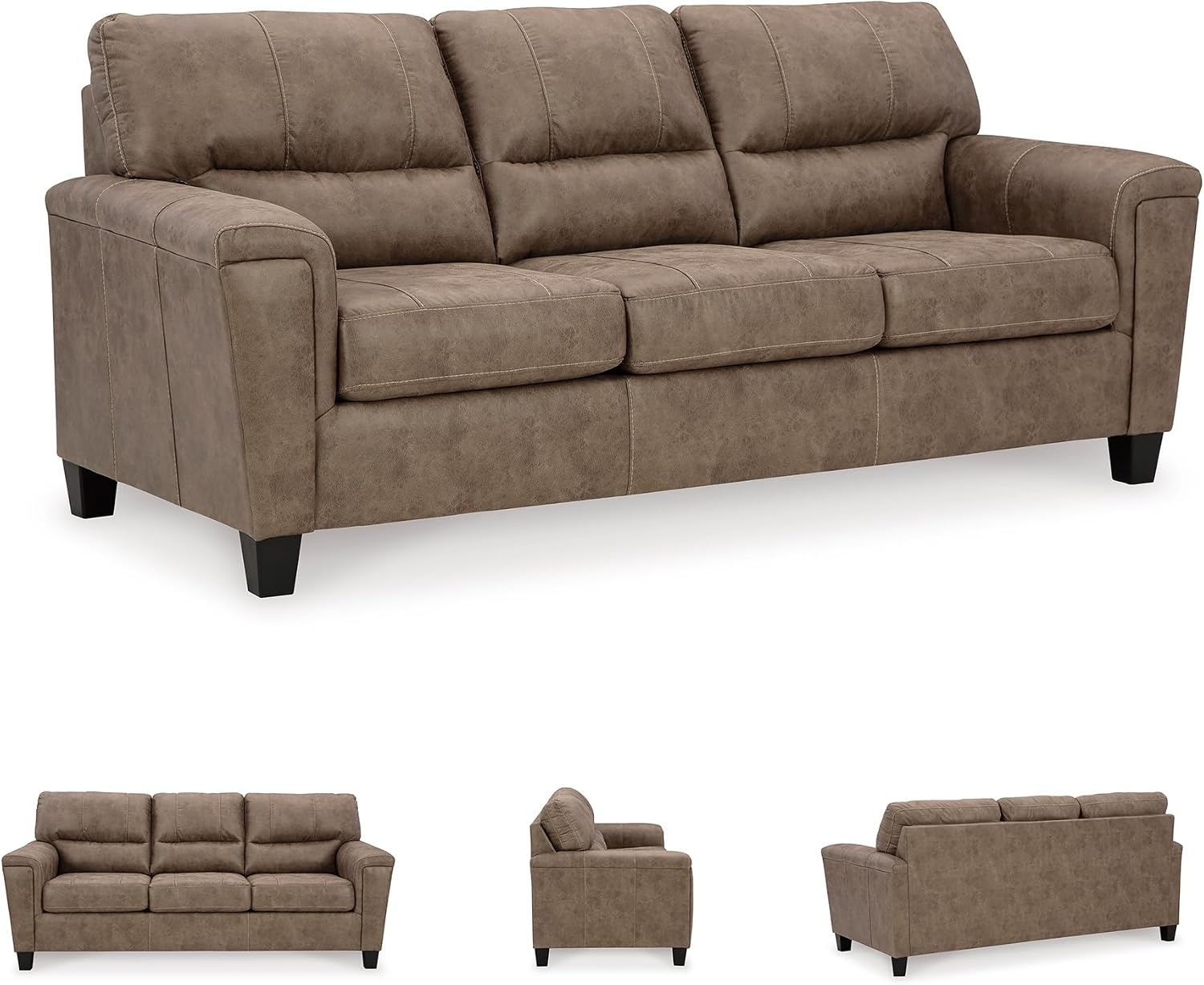 Signature Design by Ashley Navi Modern Queen Sofa Sleeper with Removable Cushions, Dark Brown