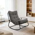 GLORY PATIO Rocking Chair for Patio and Indoor Use - Heavy-Duty Outdoor Rocking Chair with Thick Cushion, 40° Ergonomic Sway, Modern Metal Rocker for Garden, Porch, Living Room (Dark Grey)