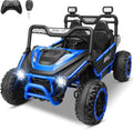 Hikole 24V Ride on Toy Car for Big Kids 4-8, XL Kids UTV 2 Seater with Remote Control, 22' Spacious Seat, MP3 & USB, 3 Speed, Storage, Electric Power Wheels for Boys Girls, Blue