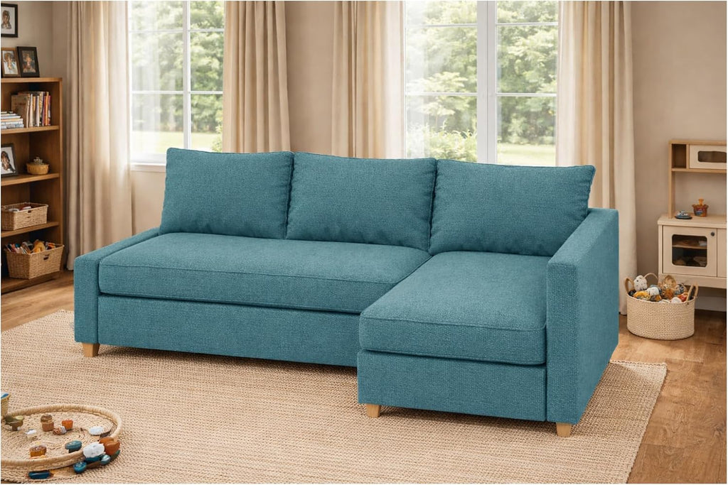 Durable Polyester Flax Friheten Sleeper Sofa Cover Replacement is Compatible with IKEA Friheten Sofa Bed, Or Corner, Or Sectional Slipcover. Sofa Cover Only (50% Thicker Teal Left)