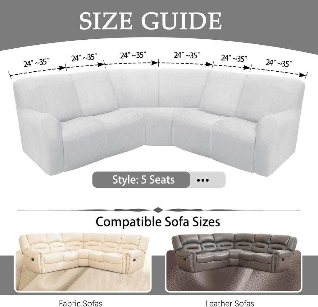 Couch Covers for Sectional Sofa Reclining L Shape Waterproof Washable Sectional Couch Covers Super Stretch Recliner Sofa Slipcover(5 Seater Cover, Brownish Yellow)