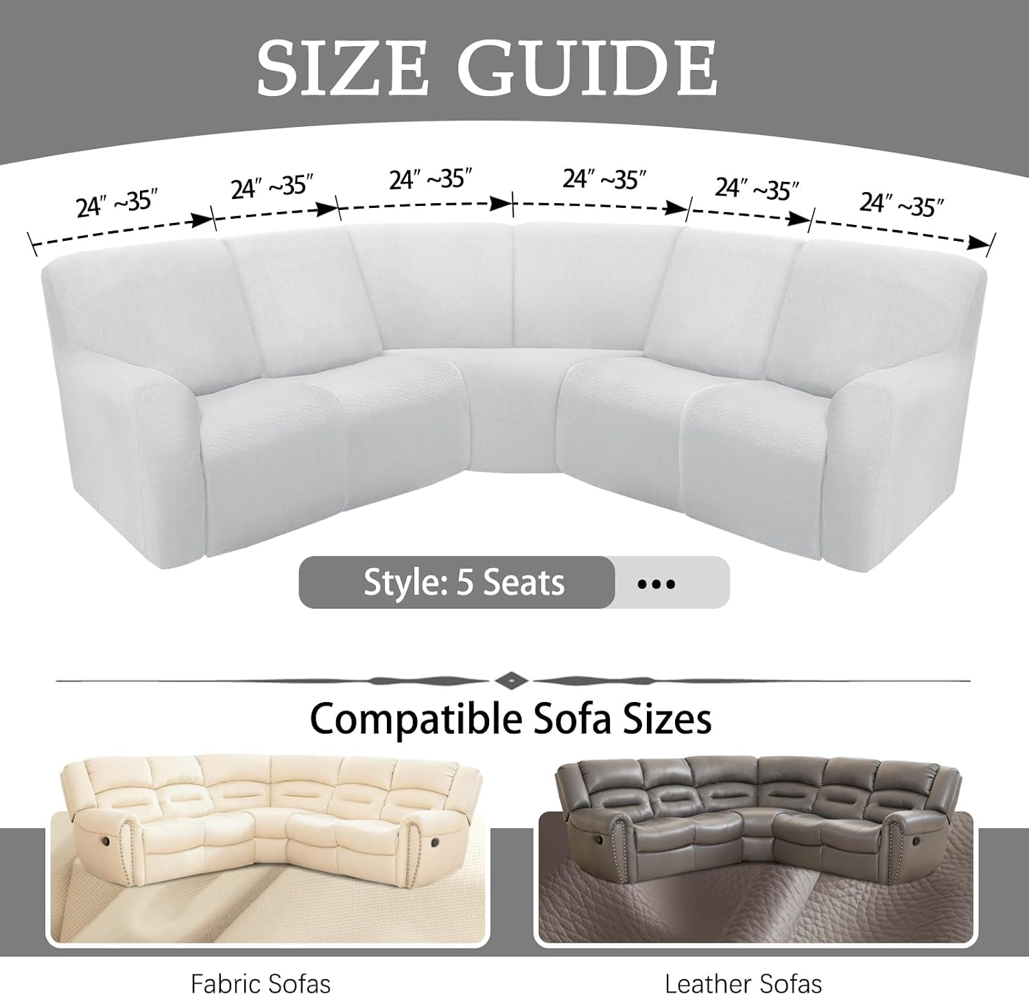 Couch Covers for Sectional Sofa Reclining L Shape Waterproof Washable Sectional Couch Covers Super Stretch Recliner Sofa Slipcover(5 Seater Cover, Brownish Yellow)