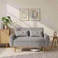 Shintenchi 48'' Loveseat Sofa, Mid-Century Modern Upholstered Couch Deep Seat with 2 Pillows, 10' Thick Cushion with Spring, Solid Wood Frame Small Couch for Living Room, Dorms & Office, Light Grey