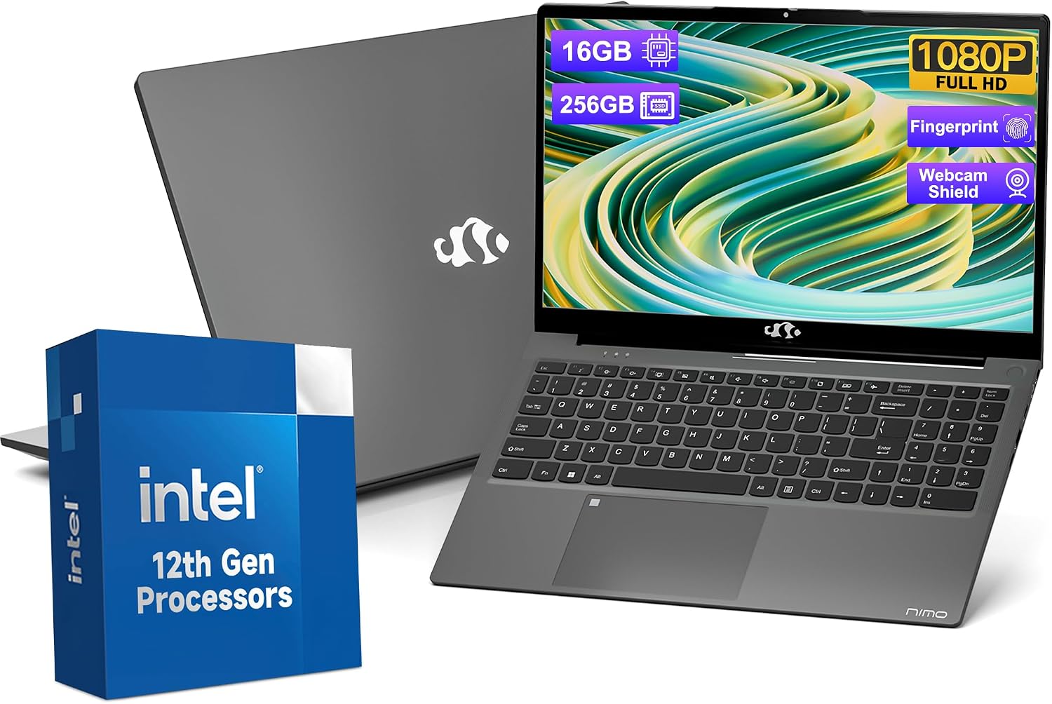 15.6-FHD-Laptop Student-Laptop, 16GB RAM 256GB SSD, Intel Pentium Quad-Core N100 Processor (Up to 3.4GHz) Backlit Keyboard Fingerprint WiFi 6 BT5.2 Business-Laptop, 2 Years Warranty Windows 11 Laptop