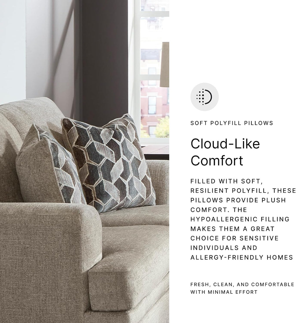 Signature Design by Ashley Stonemeade Casual Loveseat with 2 Toss Pillows, Light Brown