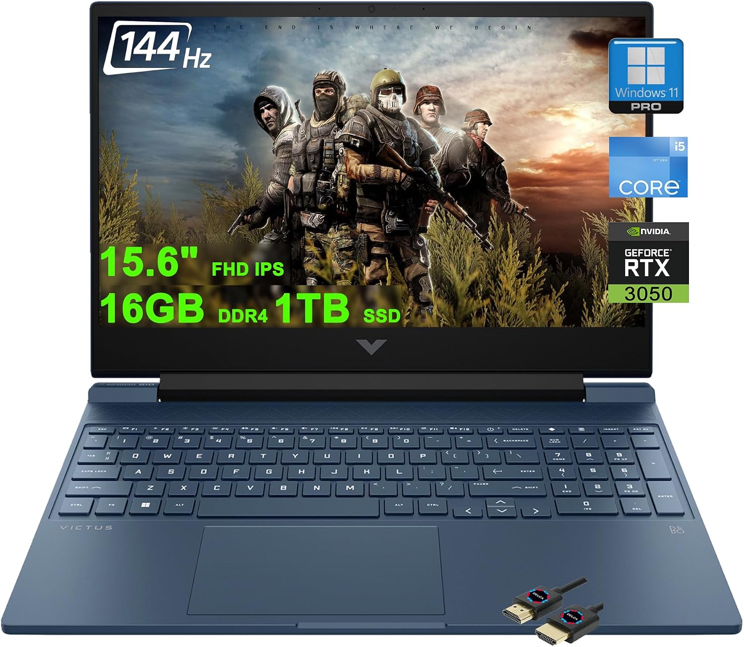 HP Victus 15 Gaming Laptop | 15.6' FHD IPS Anti-Glare 144Hz | Intel 8-core i5-12450H (>i7-11800H) | 16GB DDR4 1TB SSD | GeForce RTX 3050 | Backlit B&O Fast Charging Win11Pro w/DLCA Accessory