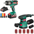 HYCHIKA Power Tool Combo Kit, 18 V Max Cordless Impact Wrench with 1/2 Impact Drivers,Orbital Sander 3.8Amp 450W,2-Tool Power Tool Set