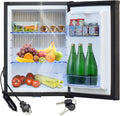 Smad 1.4 Cu Ft Mini Fridge with Locking Door, 12V RV Refrigerator, 2 Ways 12V DC/110V AC Semi Truck Fridge, Compact Refrigerator for Bedroom, Truck, Dorm, Black