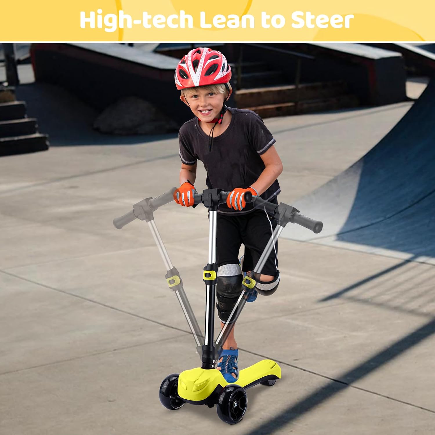 24V Electric Scooter for Kids w/150W Powerful Motor, Thumb Throttle, LCD Screen, Bluetooth, Light-Up Stem Deck & Wheels, 3 Adjustable Heights, 5MPH Safe Speed, 3 Wheel Electric Scooter for Kids