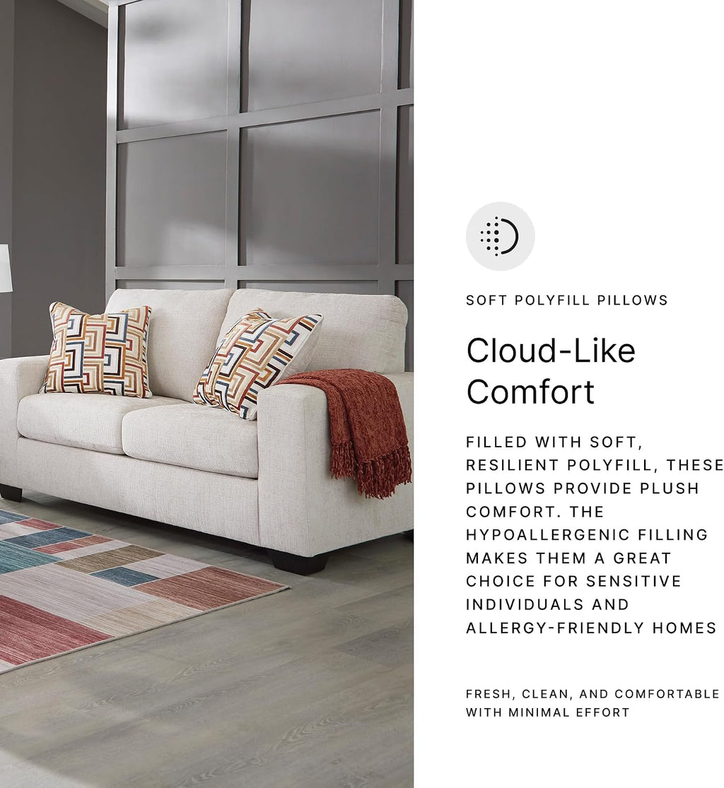 Signature Design by Ashley Aviemore Coastal Loveseat with 2 Accent Pillows, Beige