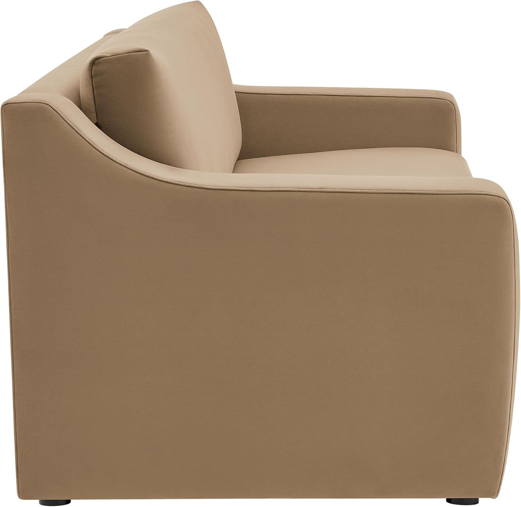 Modway Liora 87 Inch Stain-Resistant Performance Velvet Sofa in Taupe
