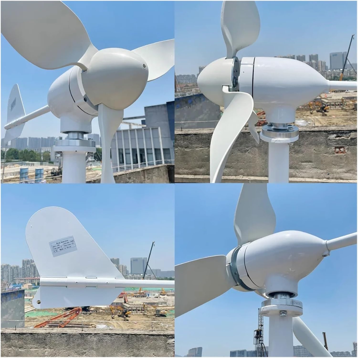 1KW Horizontal Axis Wind Power Turbine for Home Electric Generator 1000W 12V 24V 48V Energy Windmill Low Wind Speed Starting Wind Turbines(12V_1000W)