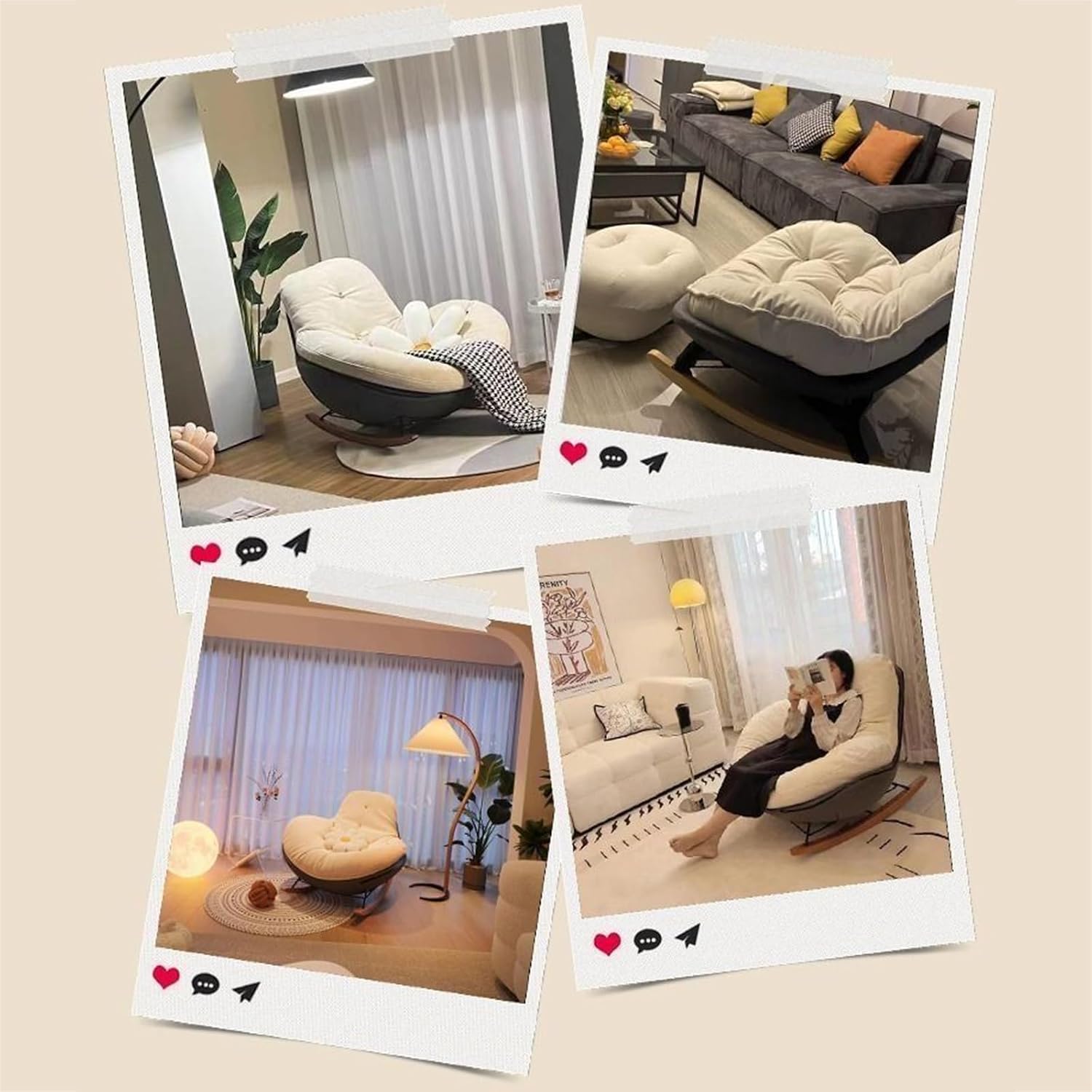Penguin Rocking Chair Nursery, Glider Rocking Chair for Living Room, Indoor Rocking Chair with Padded Seat, Reading Chair for Bedroom, Garden Lounger, Modern, Stylish