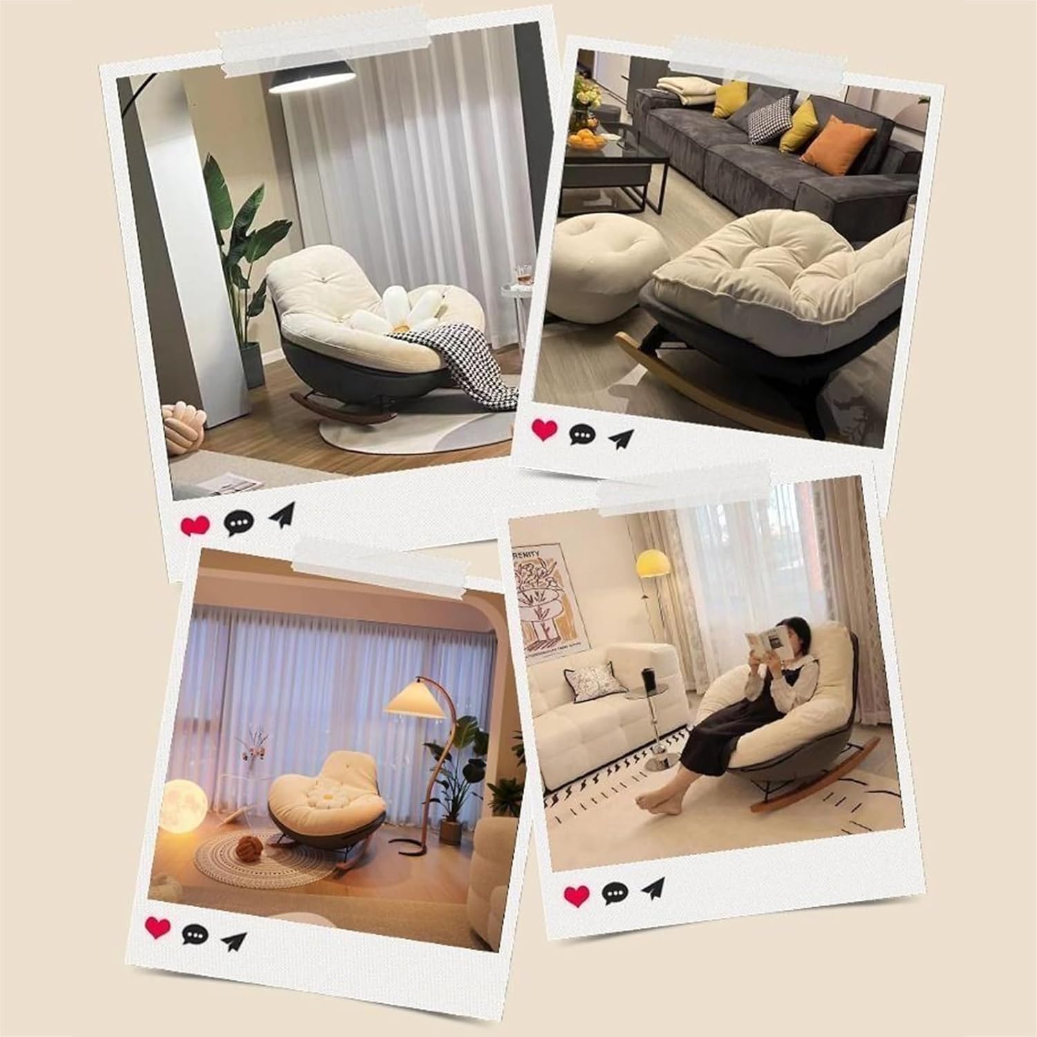 Penguin Rocking Chair Nursery, Glider Rocking Chair for Living Room, Indoor Rocking Chair with Padded Seat, Reading Chair for Bedroom, Garden Lounger, Modern, Stylish