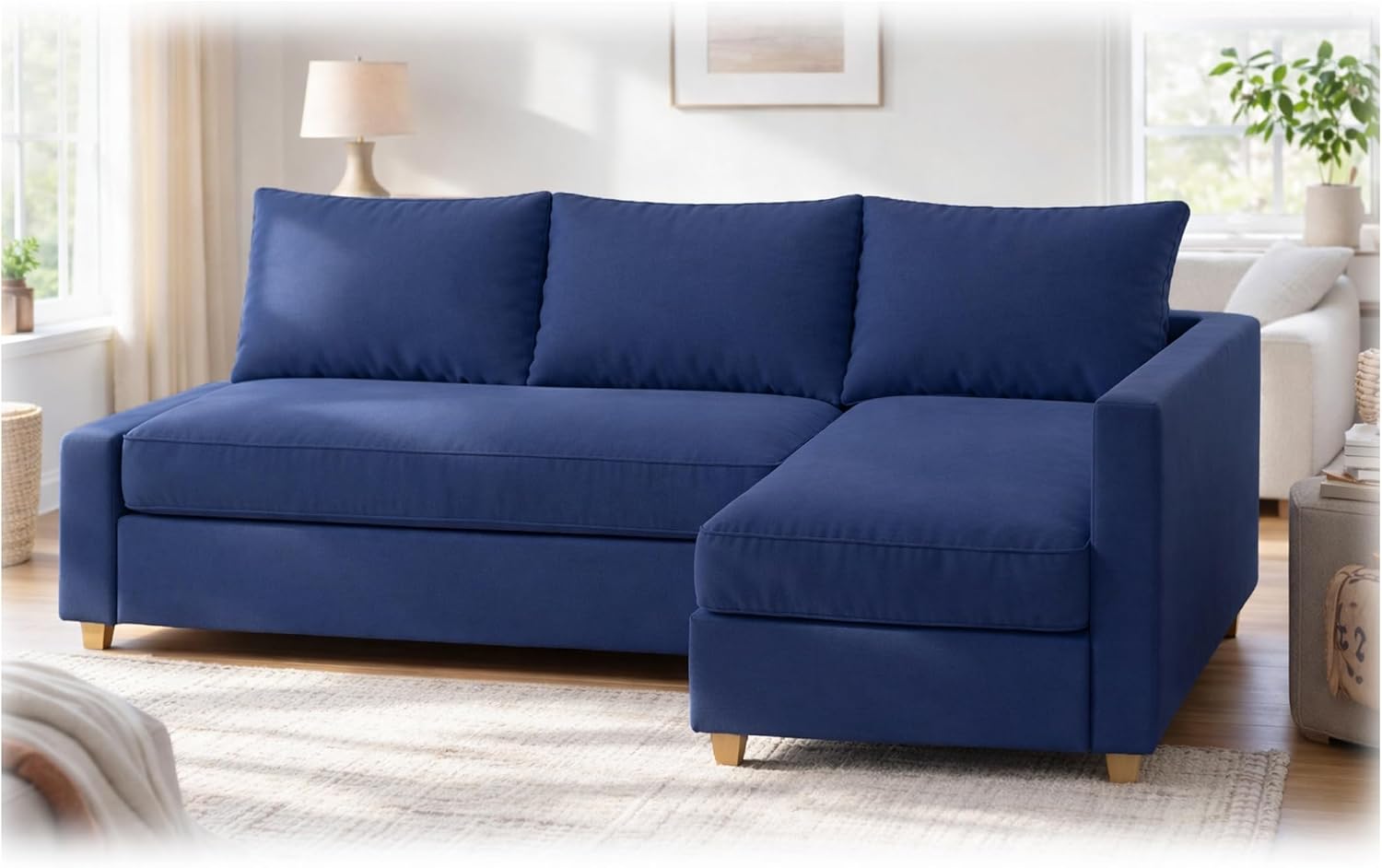 Durable Polyester Flax Friheten Sleeper Sofa Cover Replacement is Compatible with IKEA Friheten Sofa Bed, Or Corner, Or Sectional Slipcover. Sofa Cover Only (Polyester Blue Left Longer)