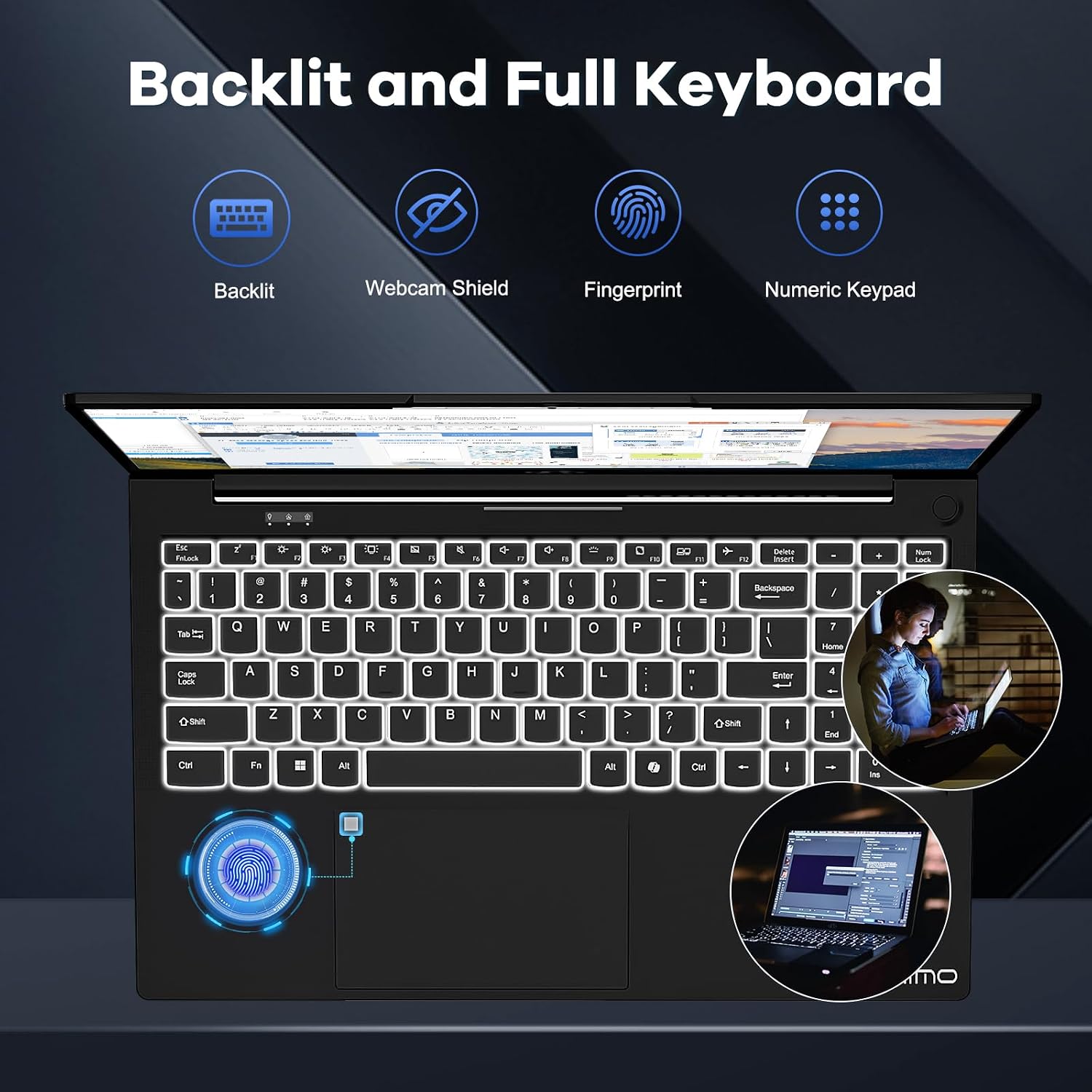 NIMO 15.6' FHD-IPS-Business-Laptop, 8 Cores Intel i5-12450H 32GB RAM 2TB SSD (Beat i7-11800H, Up to 4.4GHz) Backlit Keyboard Computer, 100W Type C Fingerprint WiFi 6 Numpad Win 11