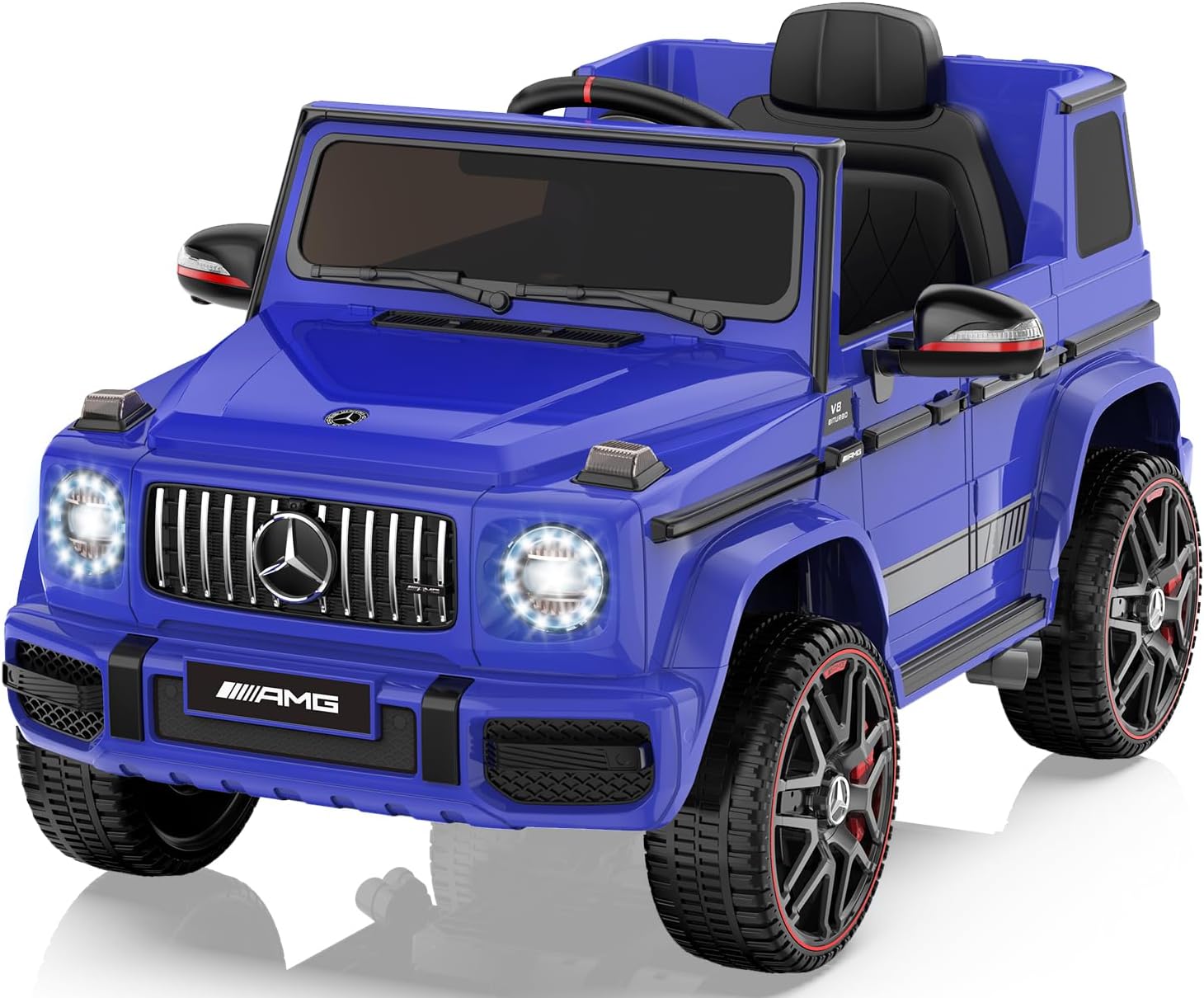 ANPABO Licensed Mercedes-Benz G63 Car for Kids, 12V Ride on Car w/Parent Remote Control, LED Headlights, Music Player/Bluetooth & Horn, Soft Start, Low Battery Prompt, Kids Electric Car, Blue