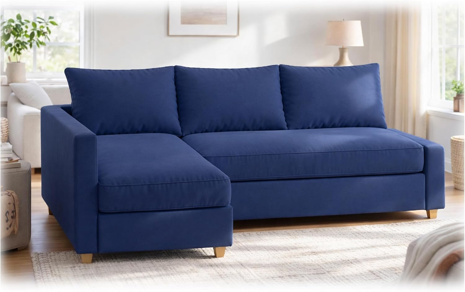 Durable Polyester Flax Friheten Sleeper Sofa Cover Replacement is Compatible with IKEA Friheten Sofa Bed, Or Corner, Or Sectional Slipcover. Sofa Cover Only (Polyester Blue Right Arm Longer)