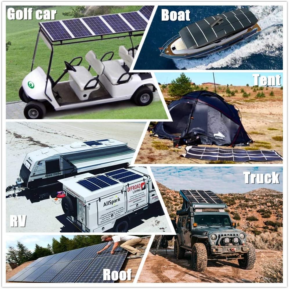 640W 12V Solar Panel Wind Turbine Kit: 240W Flexible Solar Panels + 400W Wind Turbine Generator + Solar Wind Hybrid Controller + Cable Connector