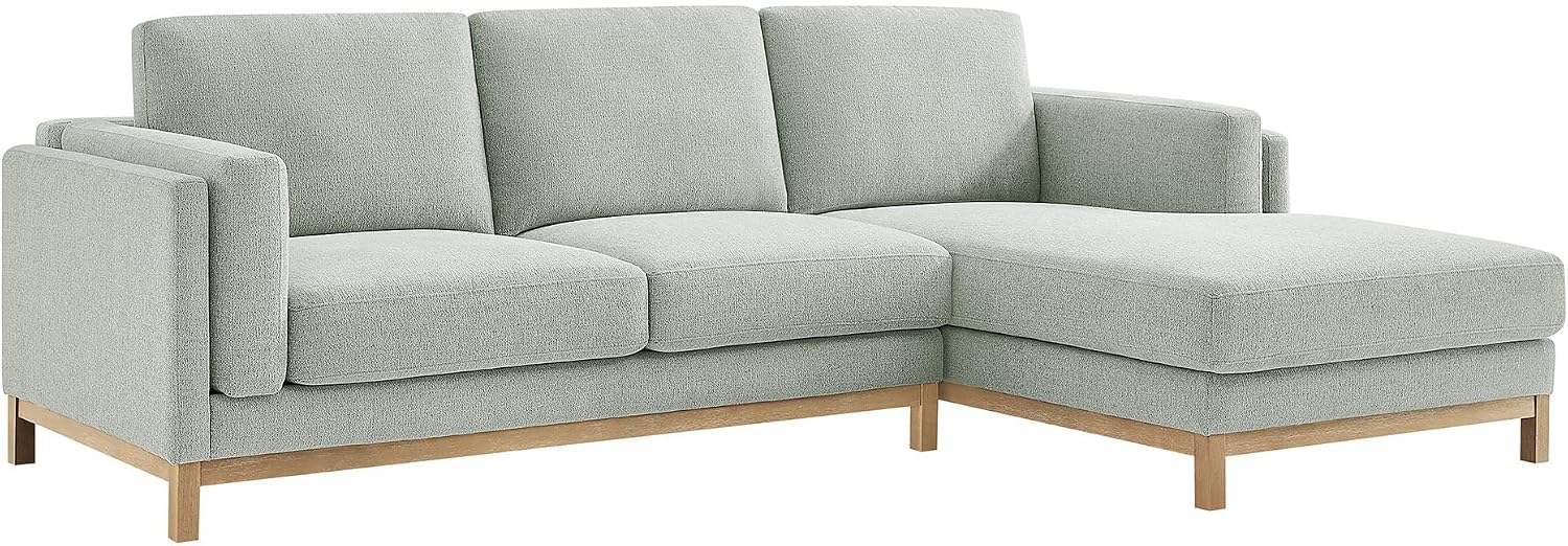 Modway Roscoe Right-Facing Sectional Sofa with Chaise in Mist - 2-Piece Mélange Chenille Fabric Deep Seat Couch, L Shaped Modular for Living Room or Lounge