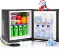 12V Refrigerator 1.0 Cu.Ft, AC/DC Mini Fridge with Lock, Reversible Door, Quiet Small Refrigerator for Bedroom Office RV Camper Semi Truck